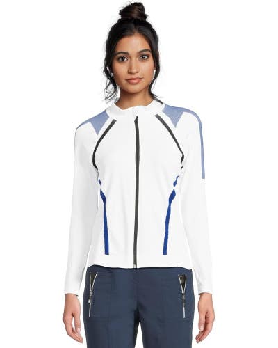 Jamie Sadock Sweater Jacket Women's L White Stretch Full Zip Long Sleeve GBO4302