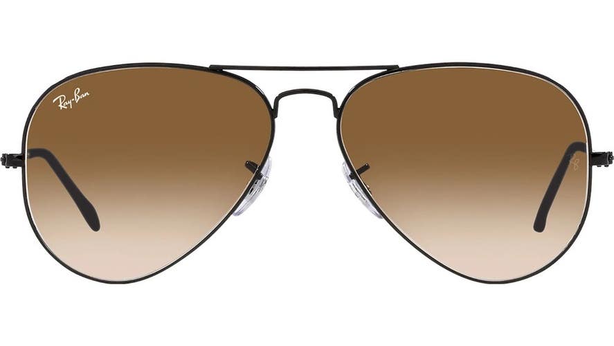 Ray-Ban RB3025 Aviator Sunglasses Unisex OS Brown Polished Black Frame GBO4319