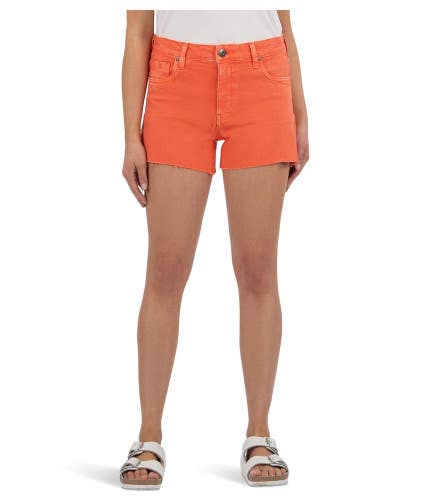 KUT from the Kloth Jane Shorts Women's 6 Tangerine Cotton High Rise GBO4164