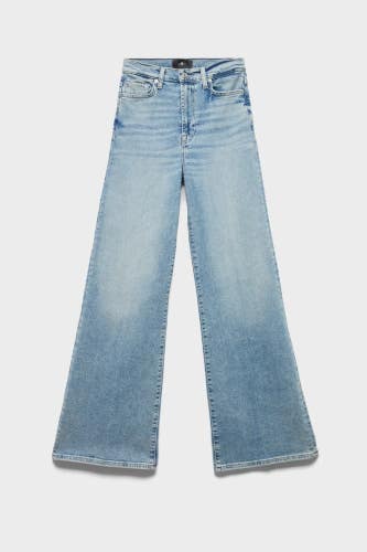 7 for All Mankind Ultra Jeans Women's 27 Blue Denim High Rise Wide Leg GBO4318