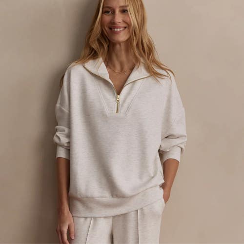 Varley Hawley Sweatshirt Women's 2XS Ivory Stretch Long Sleeve 1/2 Zip GBO4387