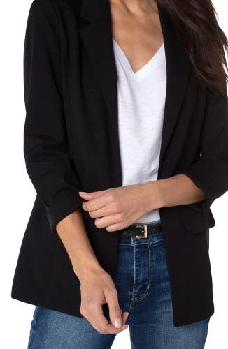 Liverpool Los Angeles Boyfriend Blazer Jacket Women's L Black Open Front GBO4311