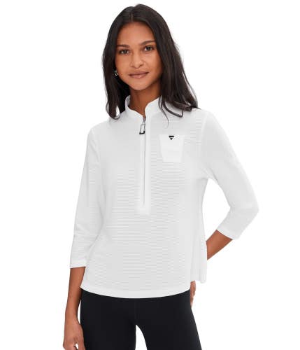 Jamie Sadock Top Women's XS White Stretch Long Sleeve Pocket Quarter Zip GBO4362