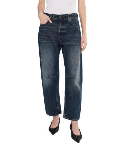 Madewell The Darted Barrel-Leg Jeans Women's 24 Danver Wash Denim Cotton GBO4225