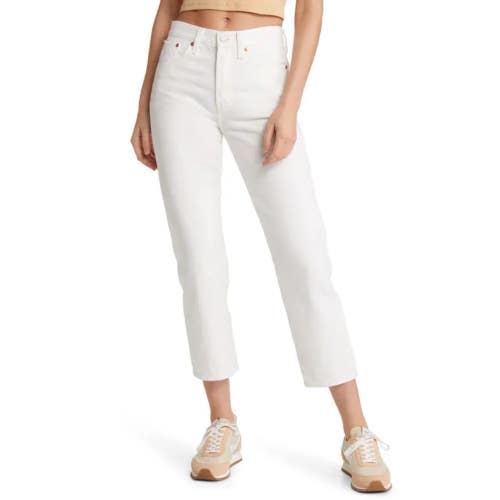 Levi's Wedgie Jeans Women's 28x28 White Denim Cotton Straight Leg Ankle GBO4312