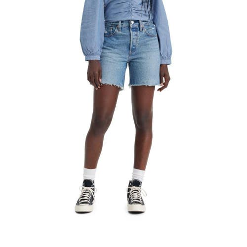 Levi's 501 Shorts Women's 31 Blue Denim Medium Wash Mid Thigh Zip Fly GBO4308