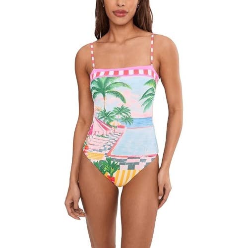 Becca by Rebecca Virtue Colette Tube Swimsuit Women's L Multi Miami Beach DAC71