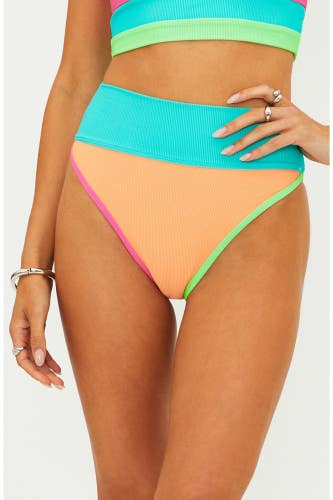 Beach Riot Emmy Bikini Bottom Women's Medium Aqua Haze Colorblock Swimwear DAC70