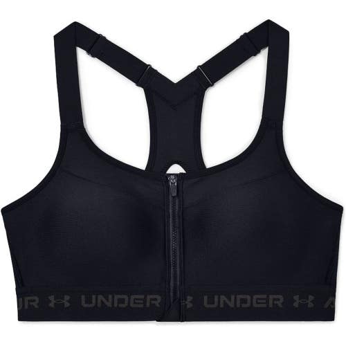 Under Armour Sports Bra Women's 38DD Black Front Zip Racerback Performance DAC9