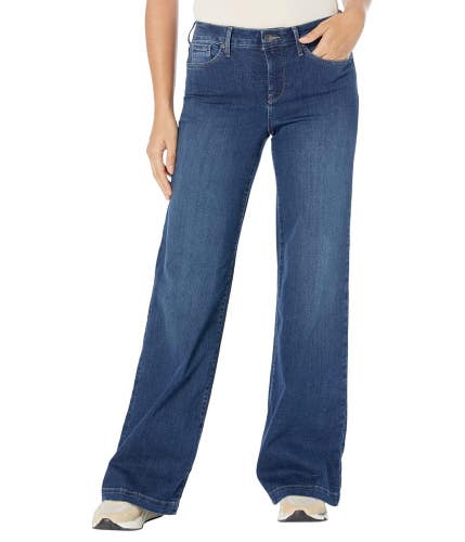 NYDJ Teresa Jeans Women's 0 Crockett Denim Medium Wash Wide Leg Zip Fly DAC59