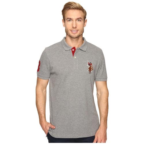 U.S. Polo Assn. Polo Shirt Men's Campus Heather Gray Pique Short Sleeve MOT169