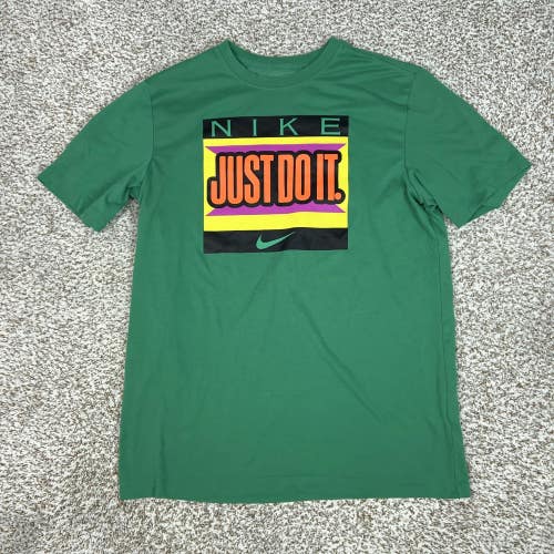 Nike Shirt Mens Medium Green Dri-FIT The Nike Tee Just Do It Graphic Sports Tee