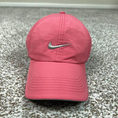 Nike Golf Mens Hat Adjustable Pink Swoosh Logo Perforated Cap Golf Sports Logo