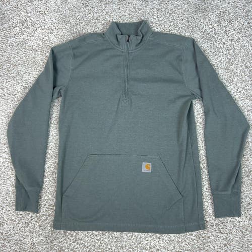 Carhartt Sweater Mens Medium Green Quarter Zip Thermal Pullover Workwear Top