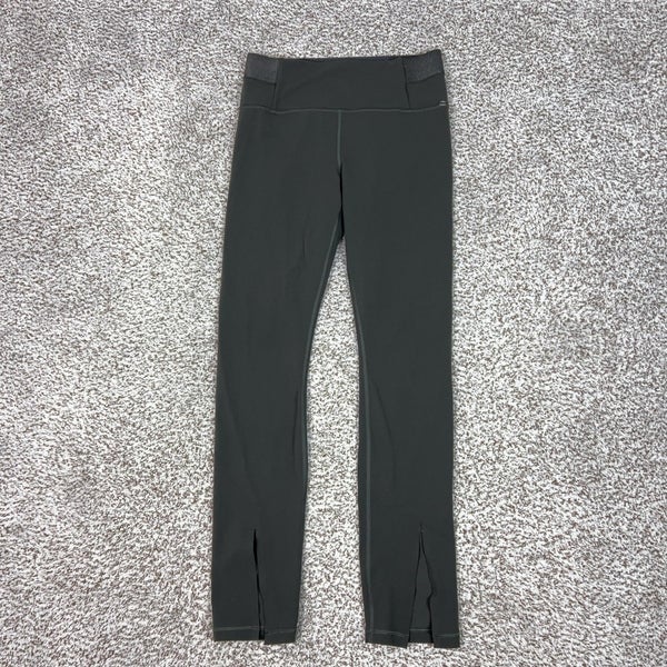 Athleta Pants Womens Medium Gray Aura Split Ankle Leggings Slit Yoga Gym Workout