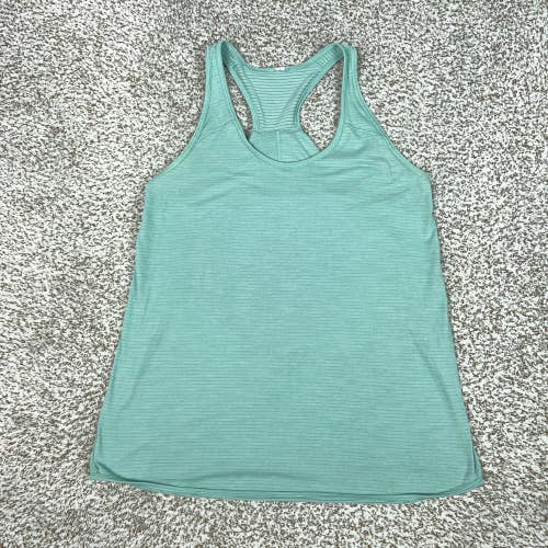 Lululemon Tank Top Womens 8 Green Striped Racerback Open Back Yoga Gym Workout