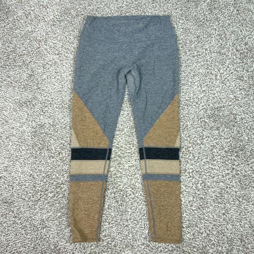 Alo Yoga Pants Womens Large Gray Colorblock Ankle Leggings Yoga Gym Sport