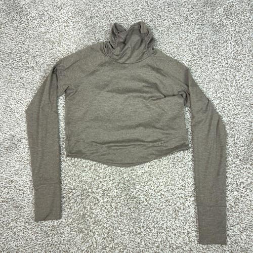 Prana Pullover Womens Medium Brown Cowl Long Sleeve Thumbholes Yoga Gym Top