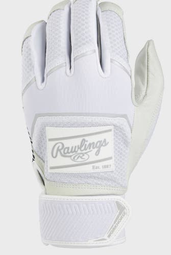 New Adult Rawlings White Workhorse Batting Gloves