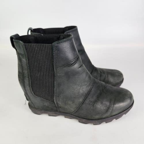 Sorel Joan of Arctic Wedge II Boots Womens Size: 8.5 Black Leather Hidden Heel