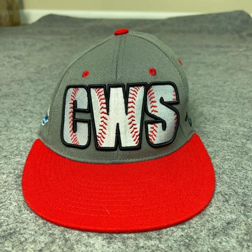 College World Series Gray Red Medium Flex Cap Baseball NCAA Sports Zephyr Logo