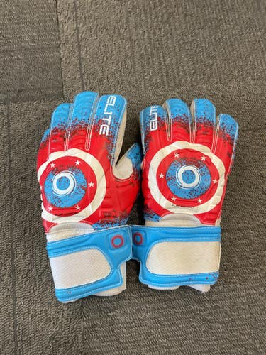 Used Elite ELITE STARS GOALIE GLOVES Soccer Goalie Gloves White/Royal/Red 4 11614-S000245604