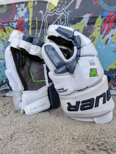 (Lightly Used) Bauer Supreme One80 Gloves 15" white/navy(Used)