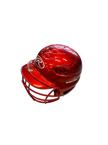 Used Rawlings BATTING HELMET Batting Helmet w/Mask Red S/M 11682-S000140464