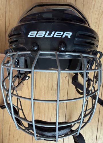 Bauer 2100 Ice Hockey Helmet Combo w/ Bauer True Vision FM2100 L Cage | Senior Large | Black (Used)