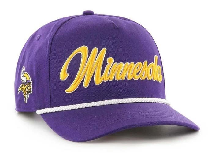 47 Brand Mens Purple Minnesota Vikings Overhand Hitch Script Adjustable Hat