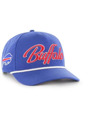 47 Brand Mens Blue Buffalo Bills Overhand Hitch Script Adjustable Hat