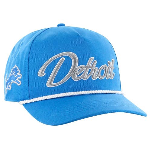 47 Brand Mens Blue Detroit Lions Overhand Rope Hitch Script Adjustable Hat