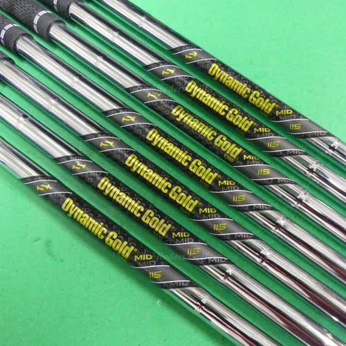 True Temper Dynamic Gold Mid 115 S300 .355 Stiff Pulled Iron Shafts SET OF 7