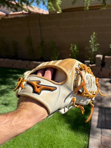 Mizuno Pro 12” RHT pitchers glove tan blonde trappeze web Japanese leather baseball