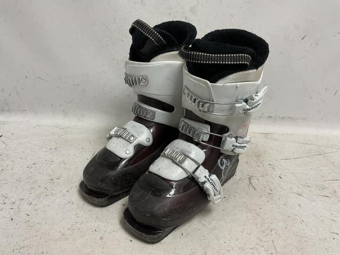 Used Salomon T3 Womens DH Ski Boot Purple And White 235 MP - J05.5 - W06.5 11855-S000211006