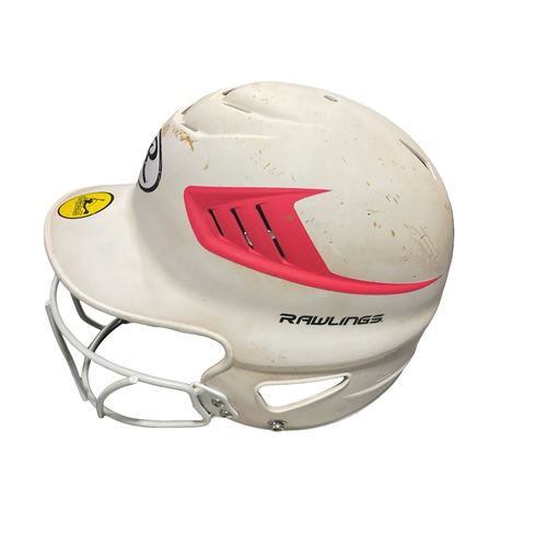 Used Rawlings SOFTBALL WHITE/PNK Batting Helmet w/Mask White One Size 11834-S000057954
