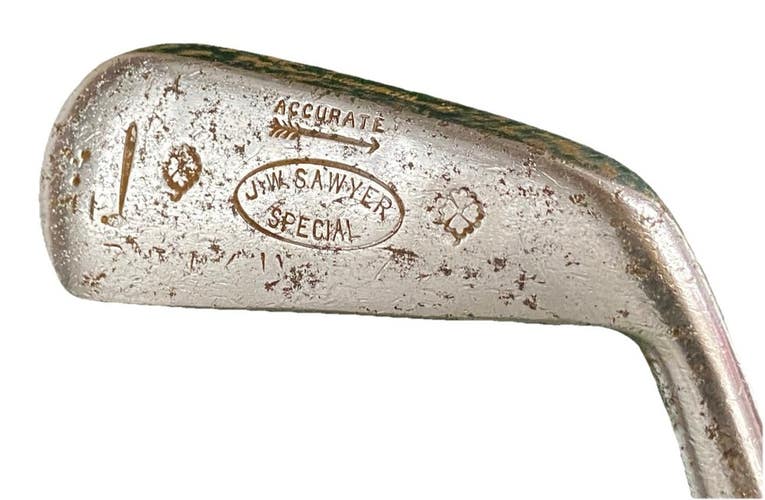 JW Sawyer Special Accurate Dot Face Mid Iron RH Hickory Shaft 37" Leather Grip