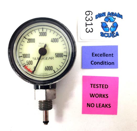 Subgear Scubapro Mini, Compact 2" 6,000 PSI Scuba Dive Pressure Gauge SPG Uwatec