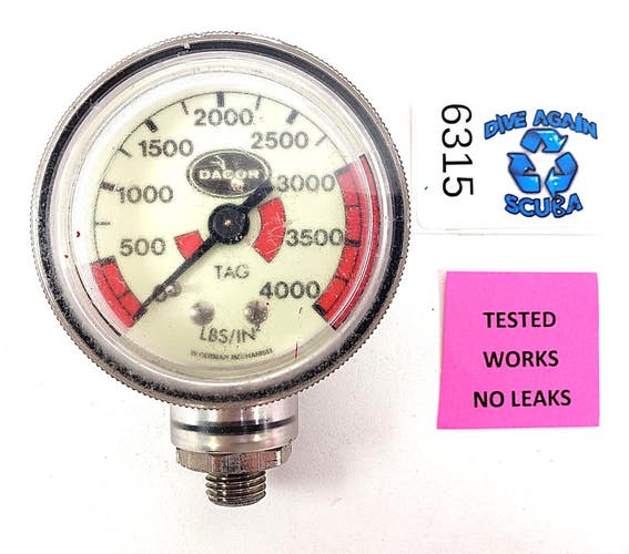 Dacor 4500 PSI SPG Pressure Gauge Scuba Dive + Thermometer 4000            #6315