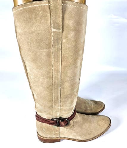 Frye Kirsten Tall Tan Suede Leather Riding Boots Women's Size: 7 B