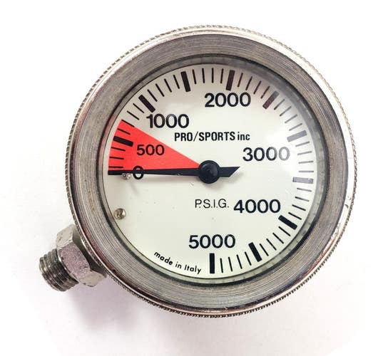Pro Sports PRESSURE GAUGE SPG MODULE 5000 PSI Brass METAL Scuba Dive Side View