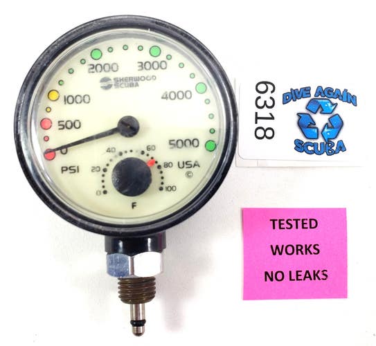 Sherwood 5000 PSI SPG Submersible Scuba Pressure Gauge w Thermometer (Genesis)