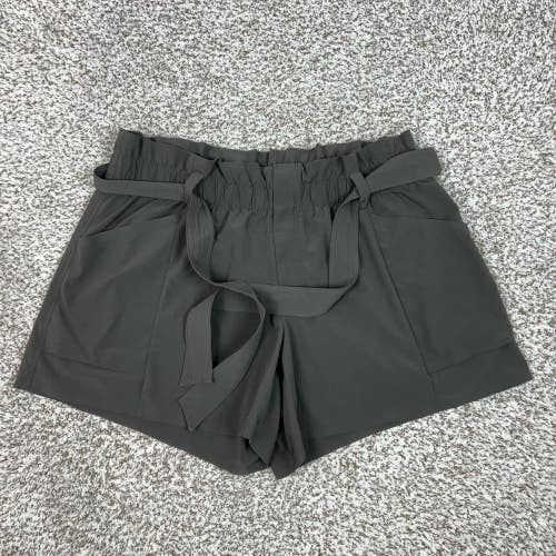 Athleta Shorts Womens 14 Green Microfiber Paperbag Waist Belted Casual Travel