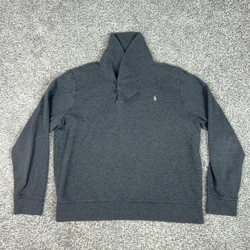 Polo Ralph Lauren Sweater Mens XL Gray Shawl Collar Button Pullover Pony Logo