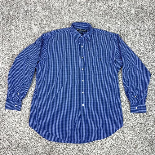 Polo Golf Ralph Lauren Mens Shirt Large Blue Check Button Lowell Sport Golf Pony