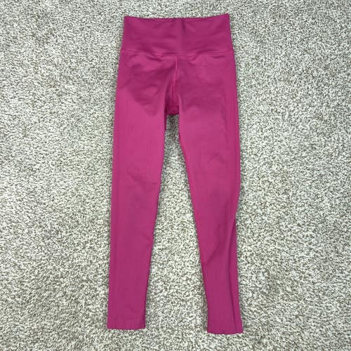 Athleta Leggings Womens S Pink High Rise Ribbed Ankle Yoga Gym Workout Sport