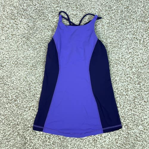 Lululemon Tank Top Womens 6 Purple Colorblock High Neck Strappy Built In Bra