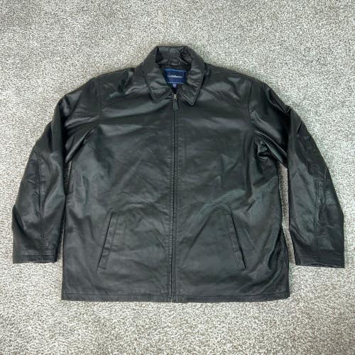 Croft Barrow Jacket Mens XXLT Tall Black Genuine Leather Quilt Lined Bomber