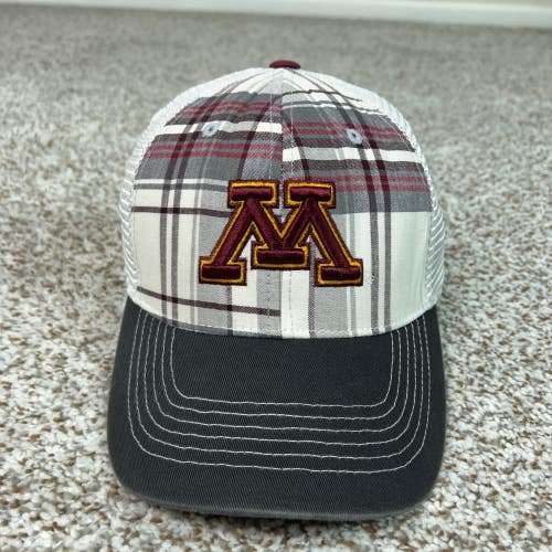 Minnesota Gophers Hat Men One Size Flex White Plaid Trucker College NCAA Sport