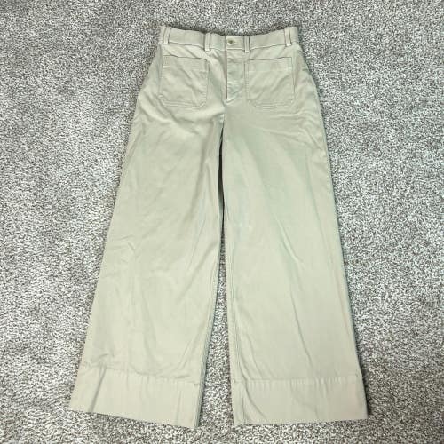 Spanx Pants Womens Large Khaki Casual Twill Wide Leg Stretch High Rise Pockets